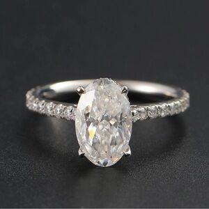 2CT Certified Moissanite Brilliant Cut Oval Wedding Ring Size 7